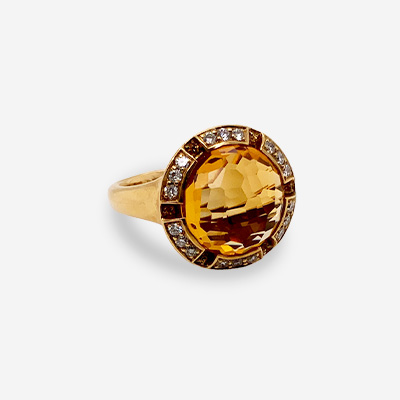 18KT Yellow Gold Diamond Yellow Sapphire and Citrine Ring