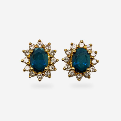 18Kt Yellow Gold Sapphire and Diamond Clip-On Earrings