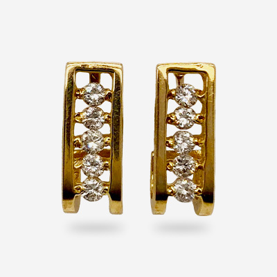 14KT Yellow Gold Diamond Bar-Set Earrings