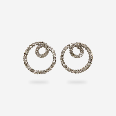 18KT White Gold Diamond Swirl Earrings