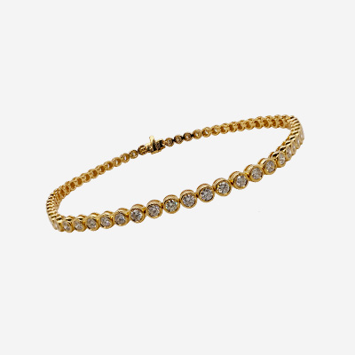 18KT Yellow Gold Bezel-Set Diamond Tennis Bracelet