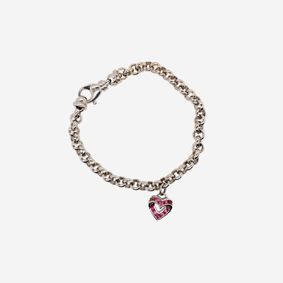 18Kt White Gold Sapphire Heart Charm Bracelet