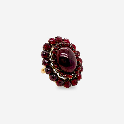 18KT Yellow Gold Garnet Cluster Ring