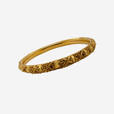 22Kt Yellow Gold Textured Slip-On Bangle