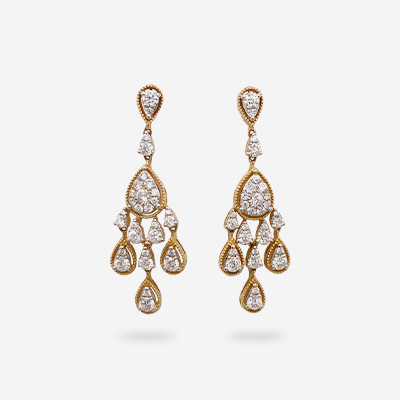 14KT Yellow Gold Diamond Dangle Earrings