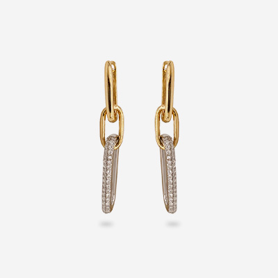 14KT Yellow and White Gold Diamond Link Earrings