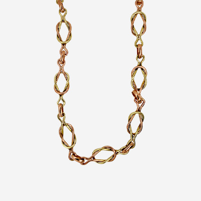 14KT Yellow and Rose Gold Open Link Necklace