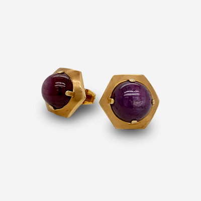 14KT Yellow Gold Ruby Star Sapphire Cufflinks