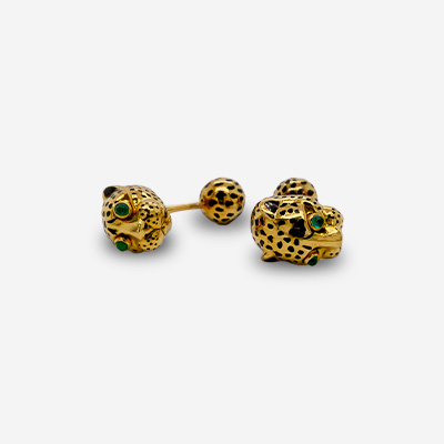 18KT Yellow Gold Leopard Head Cufflinks