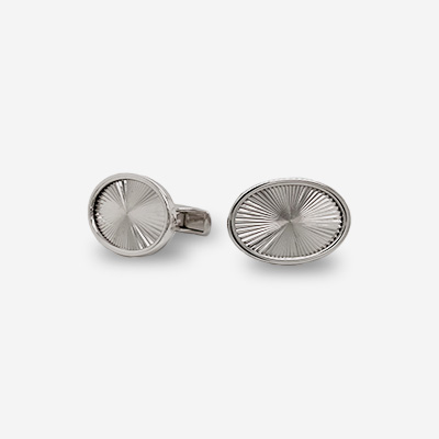 14KT White Gold Oval Cufflinks