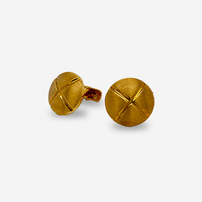 18KT Yellow Gold Round Satin Finish Cufflinks