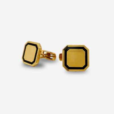 18KT Yellow Gold Onyx Edge Cufflinks