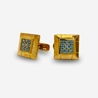 18KT Yellow Gold Square Topaz Cufflinks