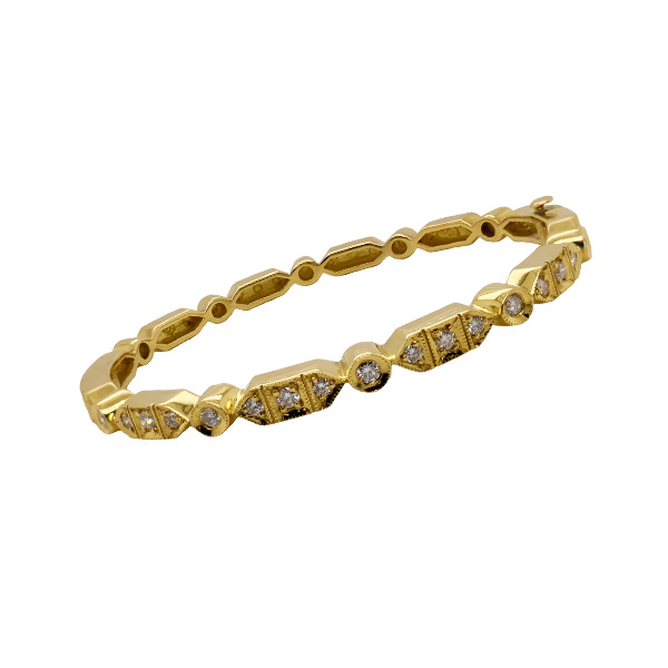 E.B. Horn 18Kt Yellow Gold Diamond Milgrain Bangle