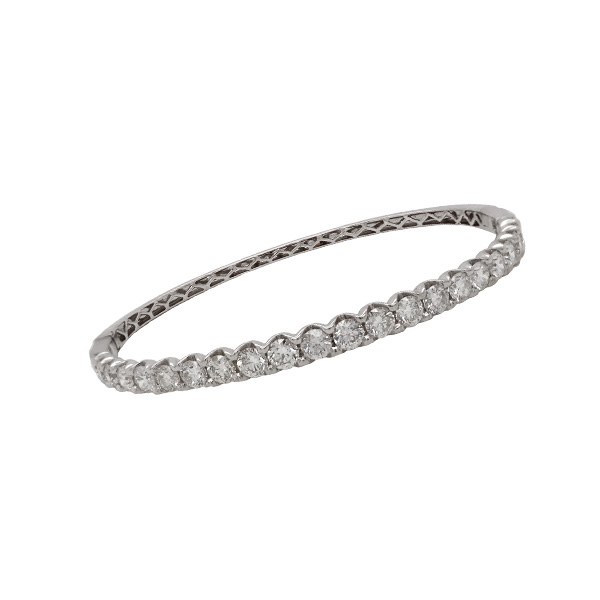Odelia By Av 18Kt White Gold Diamond Half-Way Bangle