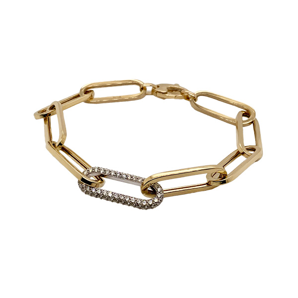 E.B. Horn 14Kt Yellow Gold Diamond Paperclip Bracelet