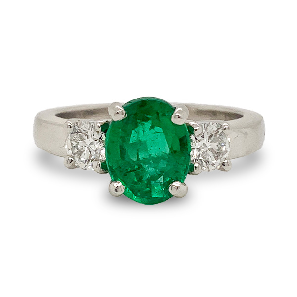 E.B. Horn Platinum Oval Emerald And Diamond Ring