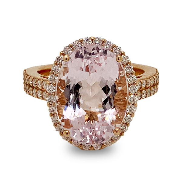 E.B. Horn 18Kt Rose Gold Oval Morganite And Diamond Ring