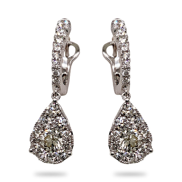 E.B. Horn 14Kt White Gold Diamond Teardrop Euroback Earrings