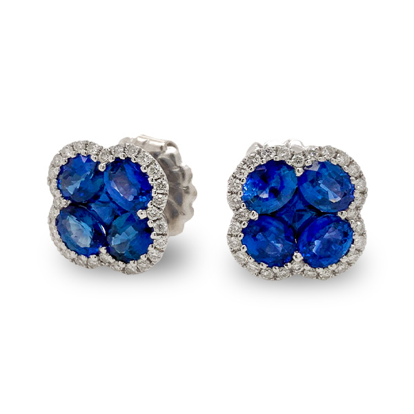 E.B. Horn 18Kt White Gold Sapphire And Diamond Clover Earrings