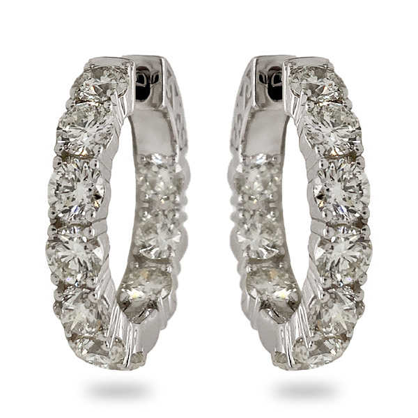 Odelia By Av 18Kt White Gold Inside-Out 10 Diamond Hoop Earrings