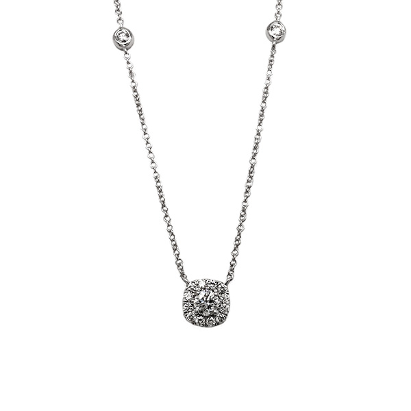 E.B Horn 14Kt White Gold Diamond Halo Pendant With Chain