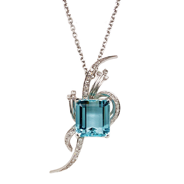 E.B. Horn 14Kt White Gold Aquamarine And Diamond Pendant