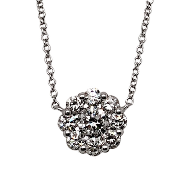 E.B. Horn 14Kt White Gold Diamond Cluster Necklace