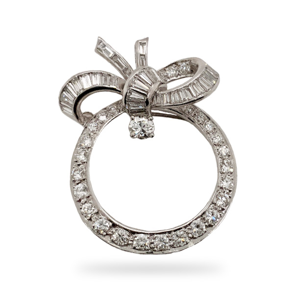E.B. Horn Platinum Circle And Bow Pin