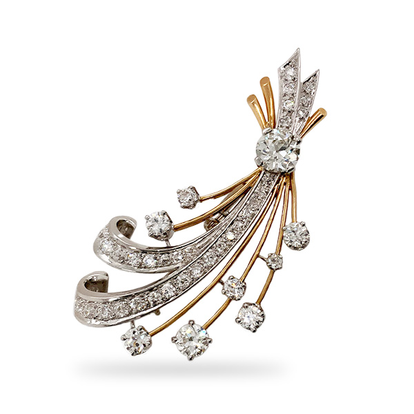 E.B. Horn Platinum And Gold Diamond Antique Flower Pin
