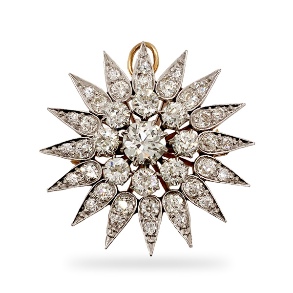 E.B. Horn 14Kt Yellow Gold Diamond Starburst Pin