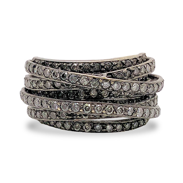 E.B. Horn 18Kt Black Gold Multi Diamond Ring