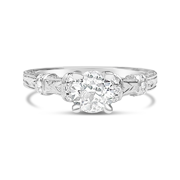 Pejay Creations 14kt Old Mine Cut Diamond Engagement Ring