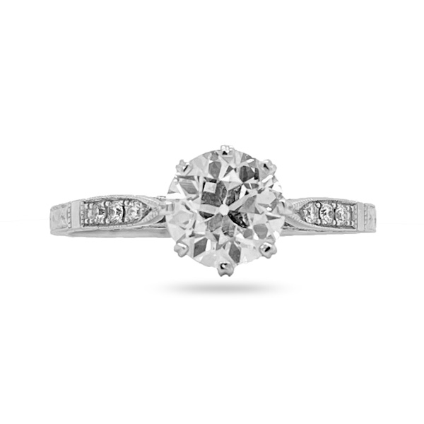 E.B. Horn 18Kt Euro Cut Diamond Engagement Ring