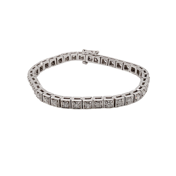 E.B Horn 18Kt White Gold Square Diamond Bracelet