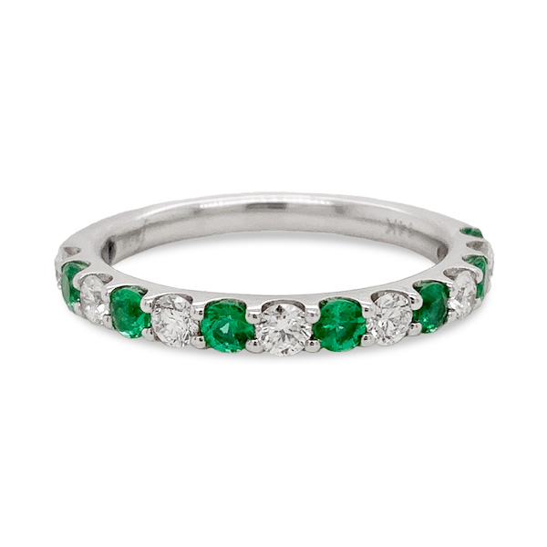 Fana 14Kt White Gold Emerald And Diamond Wedding Ring