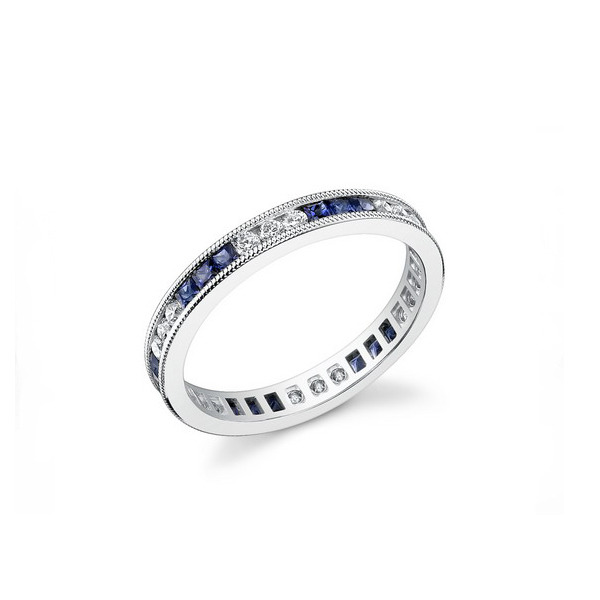 Armadani 14K White Gold, Sapphire And Diamond Eternity Wedding Band