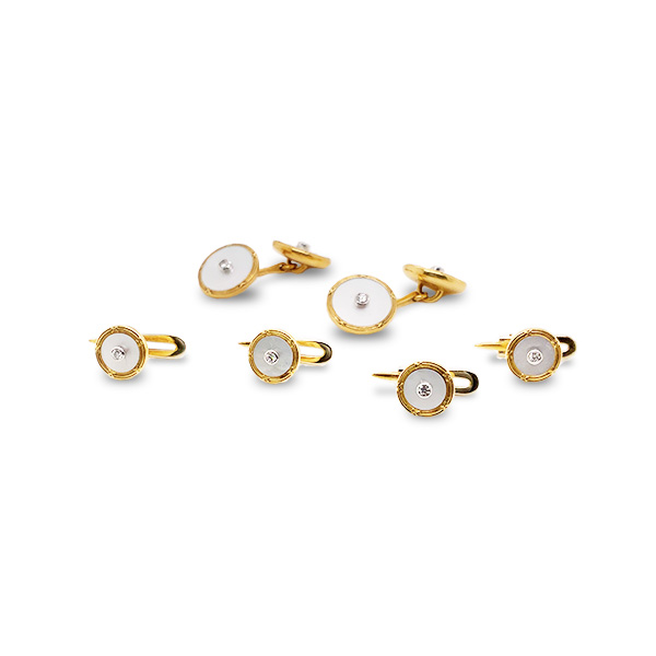 E.B. Horn 18Kt Yellow Gold Mother Of Pearl Cufflinks
