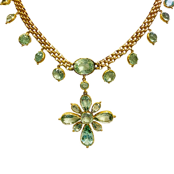 E.B. Horn 14Kt Yellow Gold Aquamarine Flower Chain Necklace