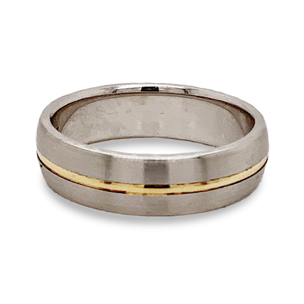 Lieberfarb 14Kt White And Yellow Gold Brushed Wedding Band